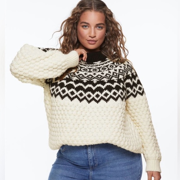 H&M Cream and Black Patterned Textured Knit - Picture 3 of 7